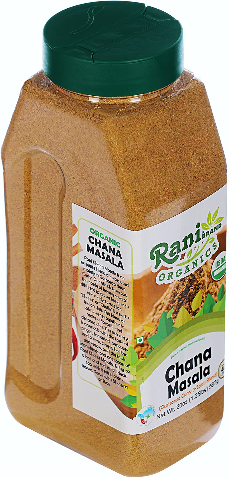 Rani Organic Chana Masala (Garbanzo Curry 9-Spice Blend) 20oz (1.25lbs) 567g PET Jar ~ All Natural | Gluten Friendly | USDA Certified Organic
