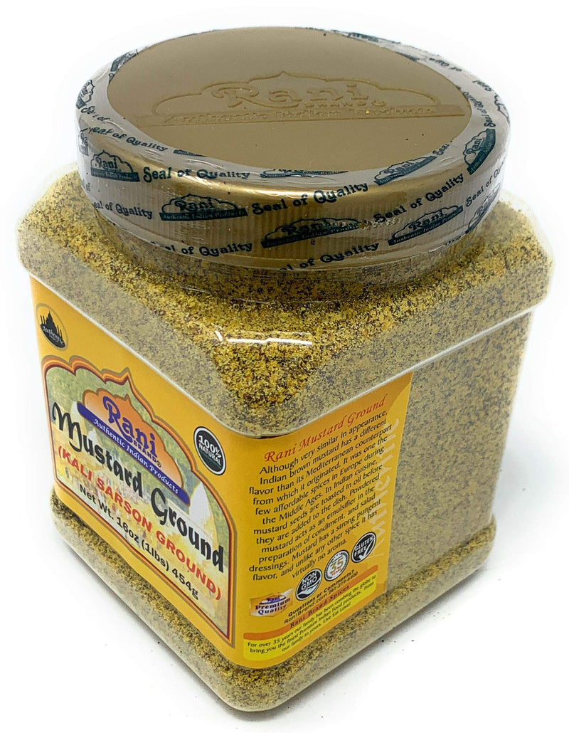 Rani Mustard Seeds Ground, Powder Spice (Rai Sarson) 16oz (1lb) 454g PET Jar ~ All Natural | Gluten Friendly | NON-GMO | Vegan | Indian Origin