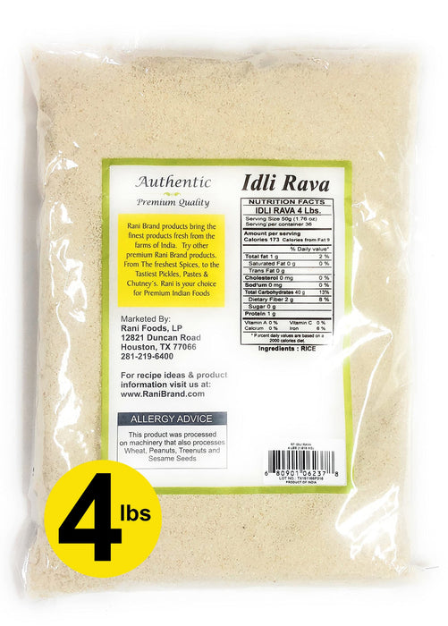 Rani Idly Rava (Parboiled Cream of Rice) 4lbs (64oz) 4 Pound ~ All Natural | Vegan | Gluten Friendly | NON-GMO | Indian Origin
