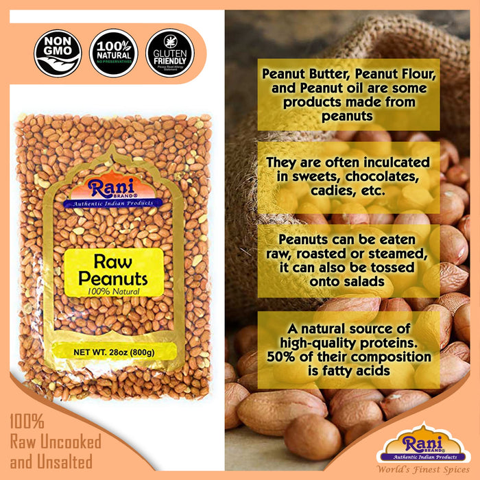Rani Peanuts, Raw Whole With Skin (uncooked, unsalted) ~ All Natural | Fresh Product of USA ~ Spanish Grade Groundnut / Redskin {9 Sizes Available}