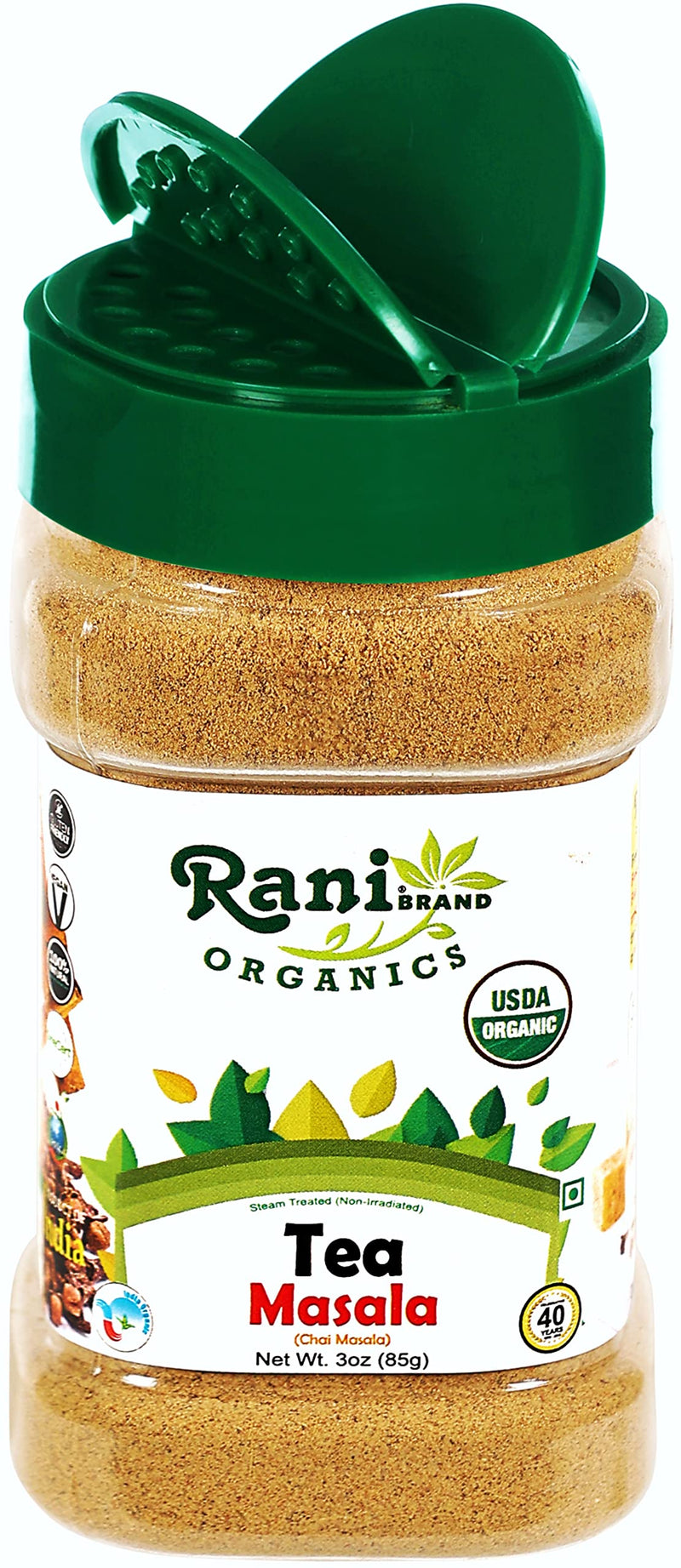 Rani Organic Tea (Chai) Masala Indian Spice Blend 3oz (85g) PET Jar ~ All Natural | Vegan | Gluten Friendly | Indian Origin | USDA Certified Organic