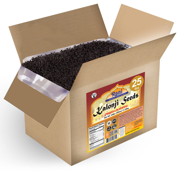 Rani Kalonji Seeds Whole (Black Seed, Nigella Sativa, Black Cumin) Spice 400 Ounce (25lbs) 11.36kg ~ Bulk Box, Gluten Friendly | NON-GMO | Vegan