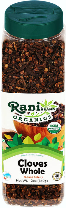 Rani Organic Cloves Whole (Laung Sabut) 12oz (340g) PET Jar, Great for Food, Tea, Pomander Balls and Potpourri ~ All Natural | USDA Certified Organic