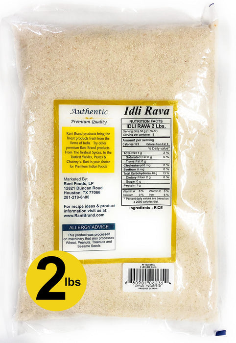 Rani Idly Rava (Parboiled Cream of Rice) 32oz (2lbs) 908g ~ All Natural | Vegan | Gluten Friendly | NON-GMO | Indian Origin