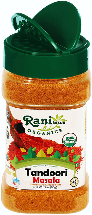Rani Organic Tandoori Masala (Marinade & Grilled Spice Blend) 8-Spice Indian Blend 3oz (85g) PET Jar ~ All Natural | Vegan | USDA Certified Organic