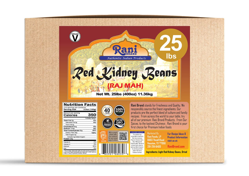 Rani Red Kidney Beans, Light 400oz (25lbs) 11.36kg Bulk Box ~ All Natural | Vegan | Gluten Friendly | NON-GMO | Raj Mah