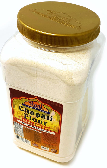 Rani Chapati Flour (100% Pure Whole Wheat Atta), For Making Roti & Indian Breads 96oz (6lbs) 2.72kg PET Jar ~ All Natural | Vegan