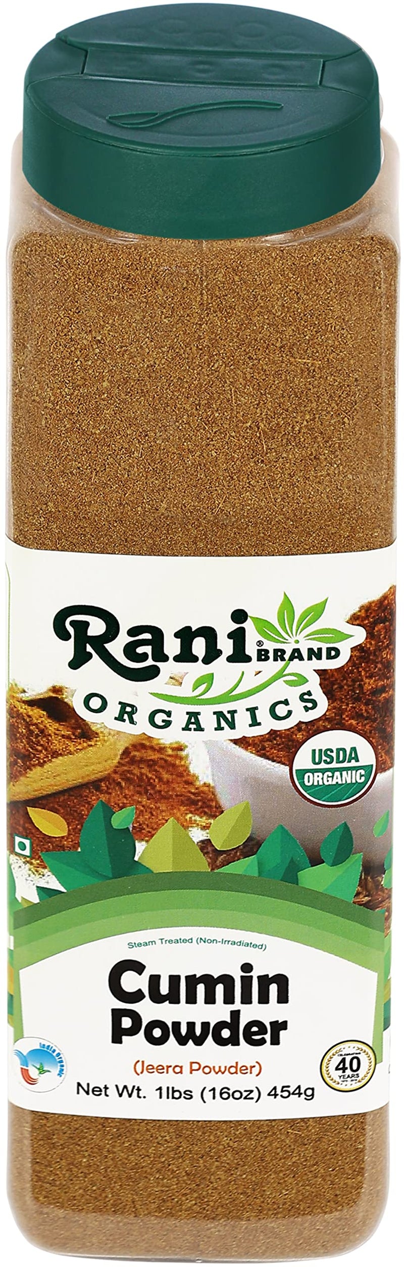 Rani Organic Cumin Powder (Jeera Powder) 16oz (1lb) 454g PET Jar ~ All Natural | Vegan | Gluten Friendly | Indian Origin | USDA Certified Organic