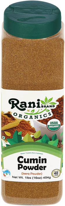 Rani Organic Cumin Powder (Jeera Powder) 16oz (1lb) 454g PET Jar ~ All Natural | Vegan | Gluten Friendly | Indian Origin | USDA Certified Organic
