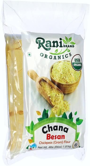 Rani Organic Chana Besan - Chickpeas (Gram) Flour 64oz (4lbs) 1.81kg Bulk ~ All Natural | Vegan | Gluten Friendly | NON-GMO | Indian Origin
