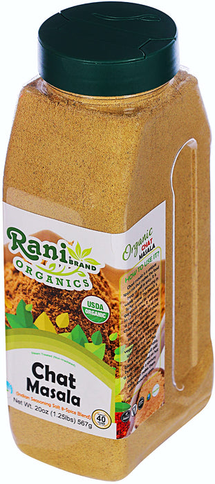 Rani Organic Chat Masala (8-Spice Seasoning Salt) Tangy Indian Seasoning 20oz (1.25lbs) 567g PET Jar ~ All Natural | USDA Certified Organic