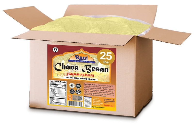 Rani Chana Besan (Chickpeas Flour, Gram) 400oz (25lbs) 11.36kg Bulk Box ~ All Natural | Vegan | Gluten Friendly | NON-GMO | Indian Origin