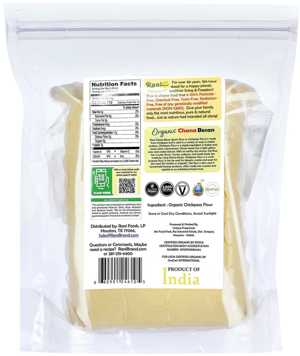 Rani Organic Chana Besan - Chickpeas (Gram) Flour 32oz (2lbs) ~ All Natural | Gluten Friendly | NON-GMO | Indian Origin | USDA Certified Organic