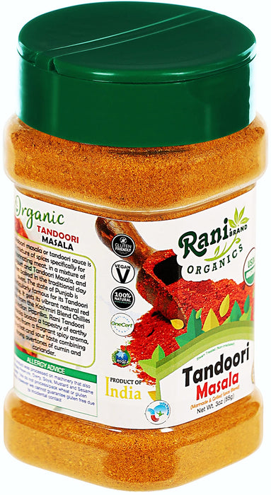 Rani Organic Tandoori Masala (Marinade & Grilled Spice Blend) 8-Spice Indian Blend 3oz (85g) PET Jar ~ All Natural | Vegan | USDA Certified Organic