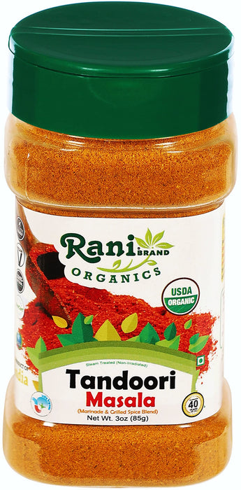 Rani Organic Tandoori Masala (Marinade & Grilled Spice Blend) 8-Spice Indian Blend 3oz (85g) PET Jar ~ All Natural | Vegan | USDA Certified Organic
