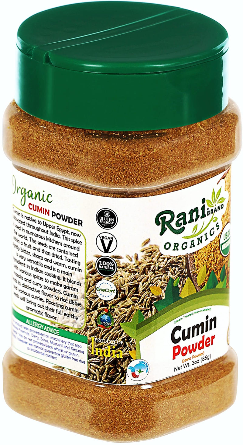 Rani Organic Cumin Powder (Jeera Powder) 3oz (85g) PET Jar ~ All Natural | Vegan | Gluten Friendly | Indian Origin | USDA Certified Organic