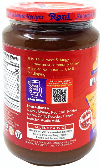 Rani Major Grey Mango Chutney (Indian Preserve) 36oz (2.2lbs) 1kg Value Pack, Glass Jar, Ready to eat, Vegan ~ Gluten Free, All Natural, NON-GMO
