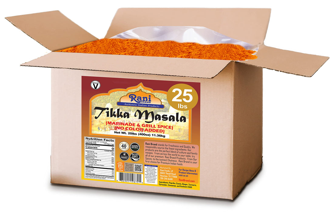 Rani Tikka Masala Indian 7-Spice Blend 400oz (25lbs) 11.36kg Bulk Box ~ All Natural | Salt-Free | Vegan | No Colors | Gluten Friendly | NON-GMO