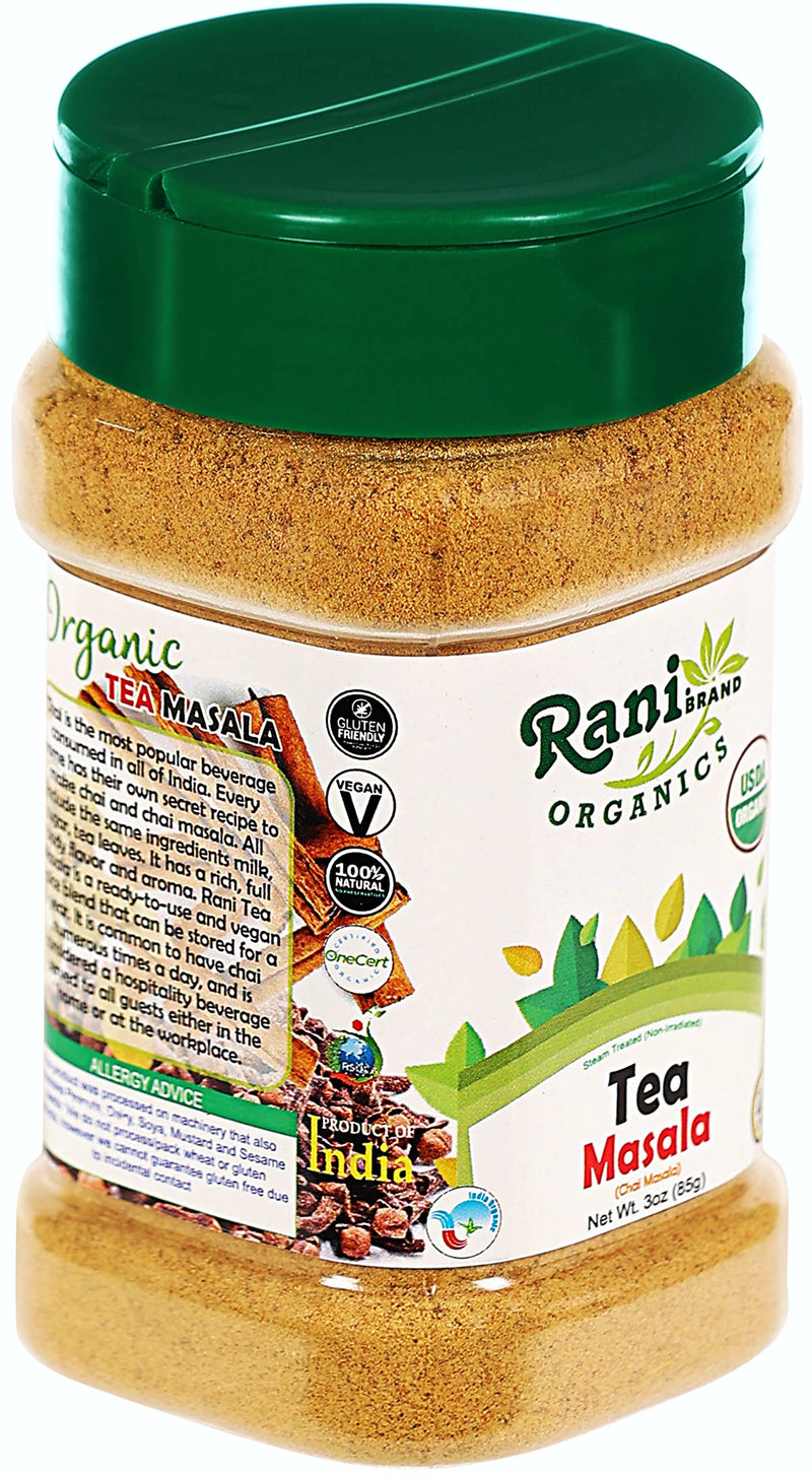 Rani Organic Tea (Chai) Masala Indian Spice Blend 3oz (85g) PET Jar ~ All Natural | Vegan | Gluten Friendly | Indian Origin | USDA Certified Organic