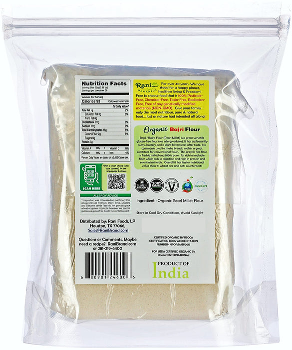 Rani Organic Bajri Flour (Pearl Millet) 32oz (2lbs) 908g ~ All Natural | Vegan | Gluten Friendly | NON-GMO | Indian Origin | USDA Certified Organic