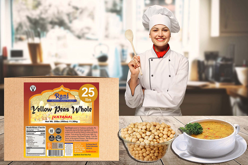 Rani Yellow Peas Whole, Dried (Vatana, Matar) 400oz (25lbs) 11.36kg Bulk Box ~ All Natural | Vegan | Gluten Friendly | Product of USA