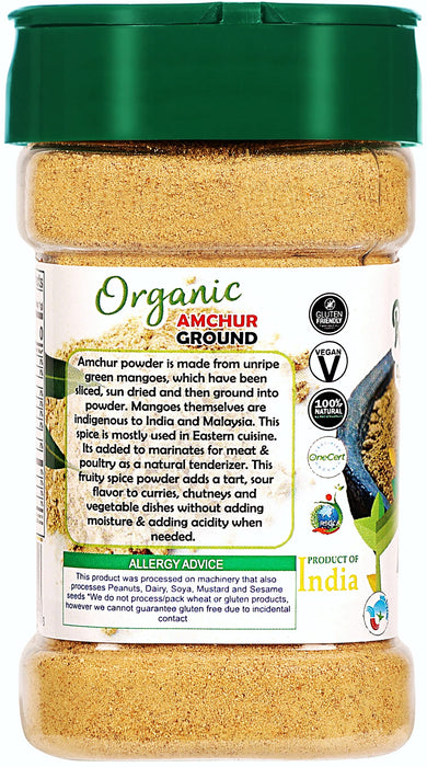 Rani Organic Amchur Ground (Dry Mango Powder) Spice 3oz (85g) PET Jar ~ All Natural | Vegan | Gluten Friendly | Indian Origin | USDA Certified Organic
