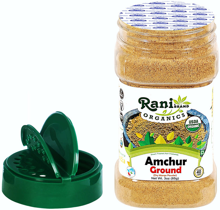 Rani Organic Amchur Ground (Dry Mango Powder) Spice 3oz (85g) PET Jar ~ All Natural | Vegan | Gluten Friendly | Indian Origin | USDA Certified Organic