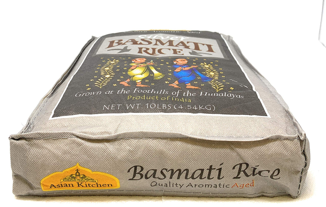Asian Kitchen Silver White Basmati Rice Aged, 20 Pound (20lbs, 9.08kg) ~ All Natural | Gluten Friendly | Vegan | Indian Origin | Export Quality