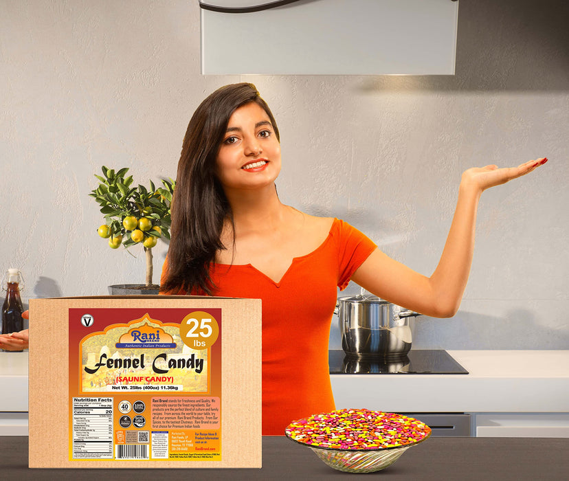 Rani Sugar Coated Fennel Candy 400oz (25lbs) 11.36kg Bulk Box ~ Indian After Meal Digestive Treat | Vegan | Gluten Friendly | NON-GMO