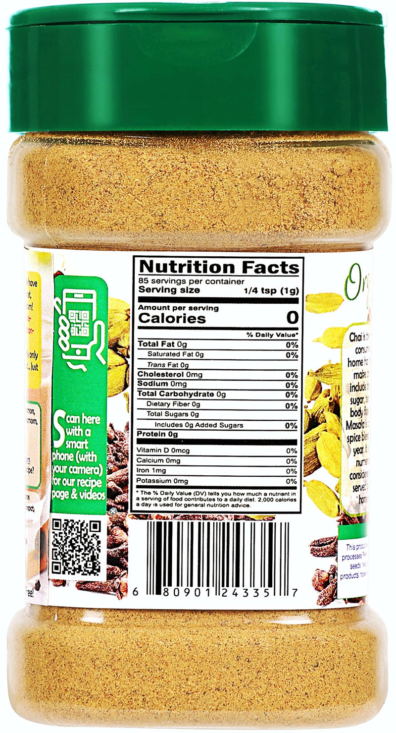 Rani Organic Tea (Chai) Masala Indian Spice Blend 3oz (85g) PET Jar ~ All Natural | Vegan | Gluten Friendly | Indian Origin | USDA Certified Organic