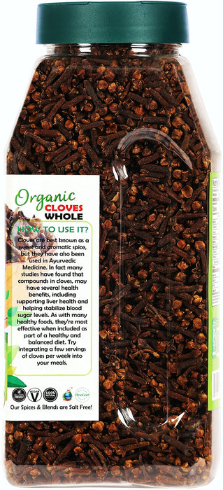 Rani Organic Cloves Whole (Laung Sabut) 12oz (340g) PET Jar, Great for Food, Tea, Pomander Balls and Potpourri ~ All Natural | USDA Certified Organic