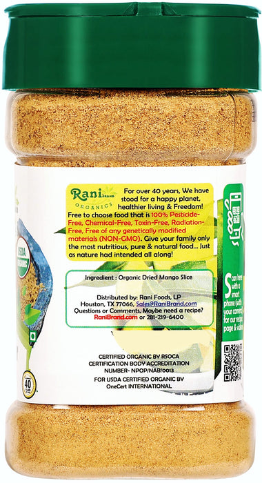 Rani Organic Amchur Ground (Dry Mango Powder) Spice 3oz (85g) PET Jar ~ All Natural | Vegan | Gluten Friendly | Indian Origin | USDA Certified Organic