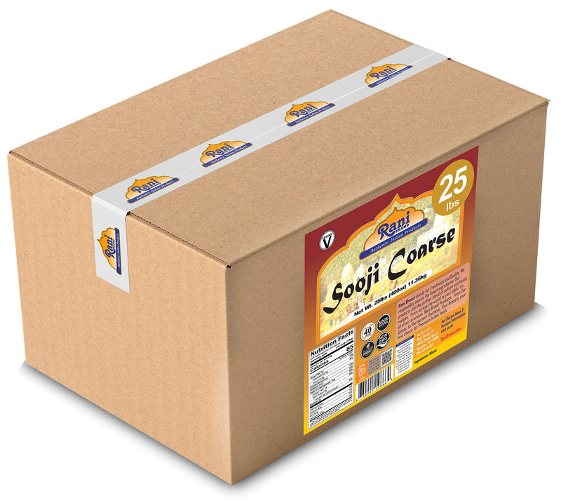 Rani Sooji Coarse (Farina, Suji, Rava, Rawa, Wheat Semolina) Flour 400oz (25lbs) 11.36kg Bulk Box ~ All Natural | Vegan | NON-GMO | Indian Origin