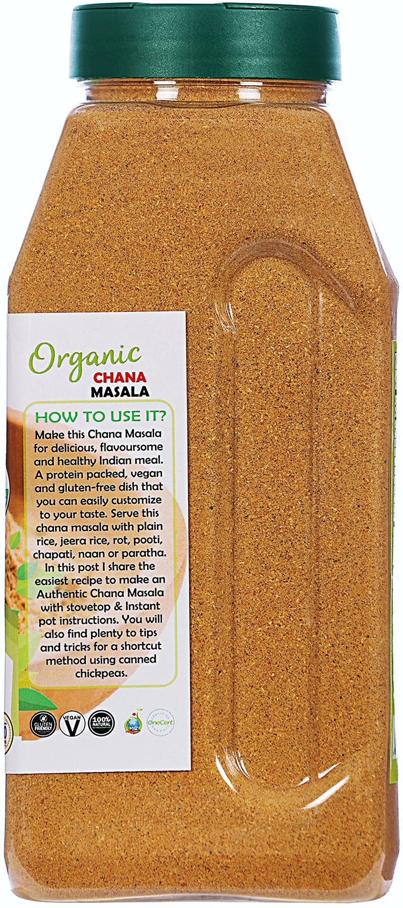 Rani Organic Chana Masala (Garbanzo Curry 9-Spice Blend) 20oz (1.25lbs) 567g PET Jar ~ All Natural | Gluten Friendly | USDA Certified Organic