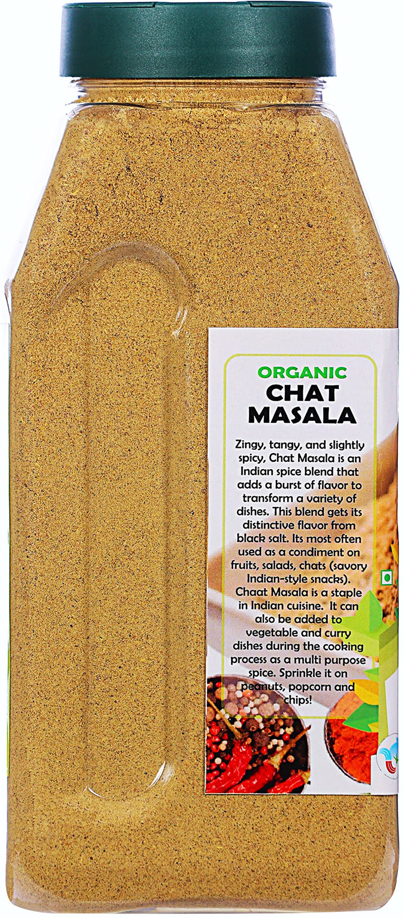 Rani Organic Chat Masala (8-Spice Seasoning Salt) Tangy Indian Seasoning 20oz (1.25lbs) 567g PET Jar ~ All Natural | USDA Certified Organic