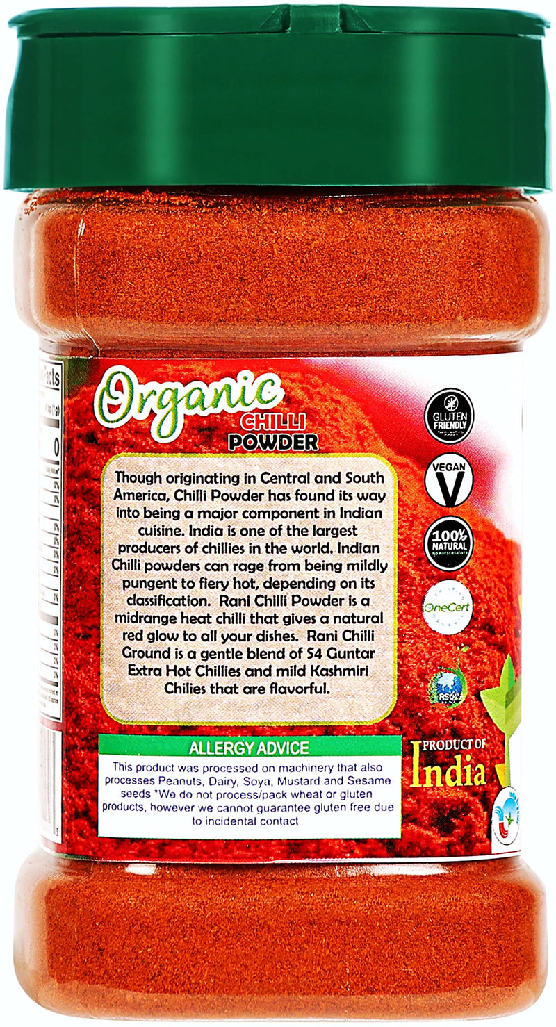 Rani Organic Chilli Powder (Mirchi Ground) 3oz (85g) PET Jar ~ All Natural | Vegan | Gluten Friendly | NON-GMO | Indian Origin | USDA Certified Organic