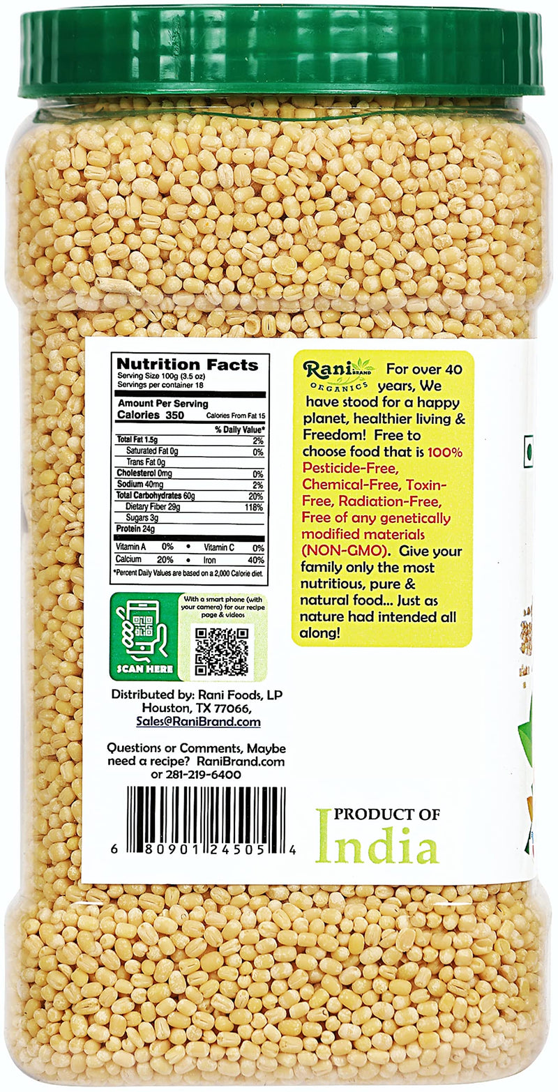 Rani Organic Urid/Urad Whole Gota Indian Lentils 64oz (4lbs) 1.81kg Bulk PET Jar ~ All Natural | Vegan | Gluten Friendly | NON-GMO | Indian Origin