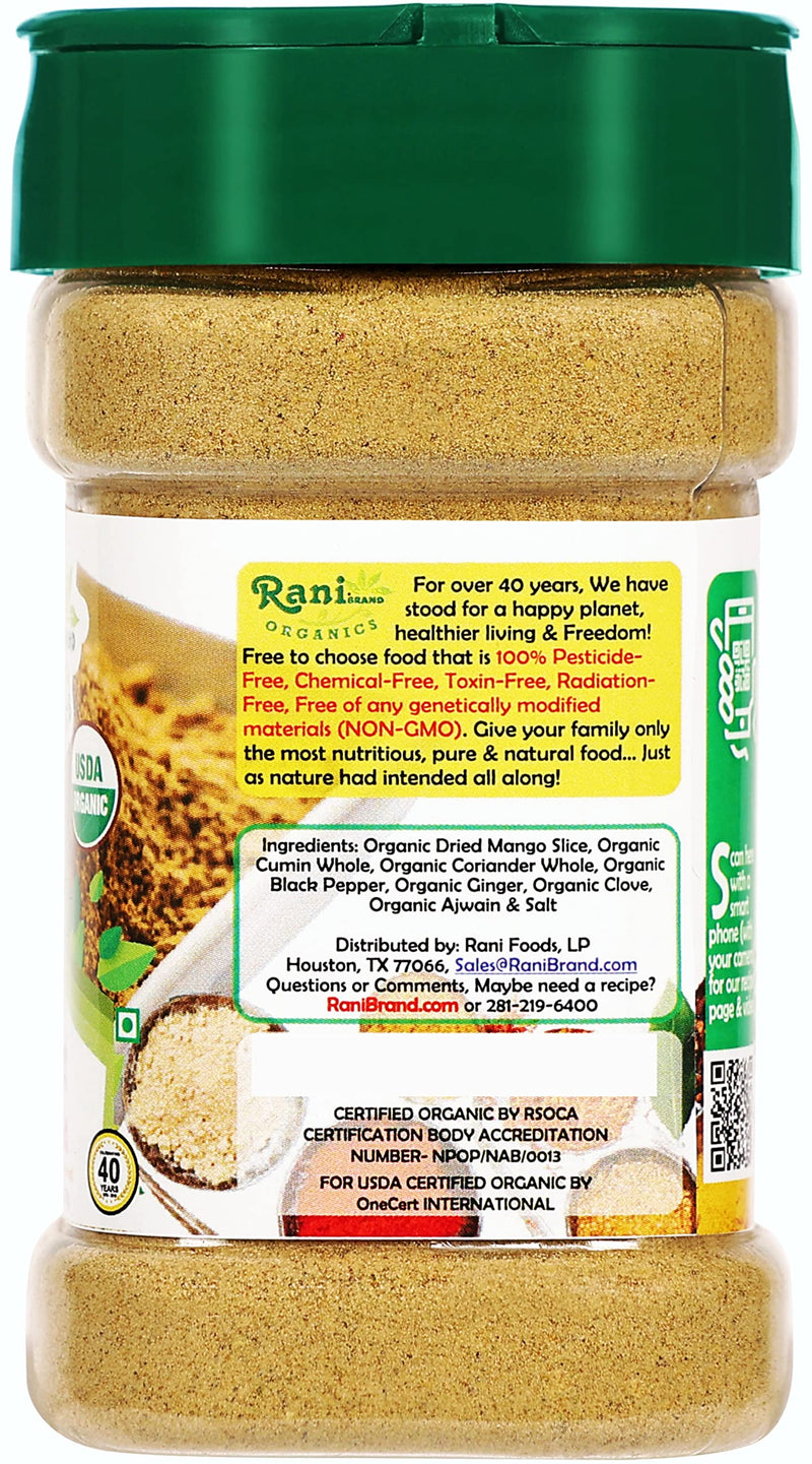 Rani Organic Chat Masala (8-Spice Seasoning Salt) Tangy Indian Seasoning 3.5oz (100g) PET Jar ~ All Natural | Indian Origin | USDA Certified Organic