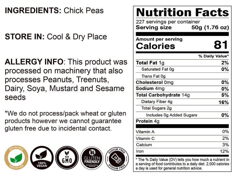 Rani Kala Chana (Desi Chickpeas Chana with skin) 400oz (25lbs) 11.36kg Bulk Box ~ All Natural | Gluten Friendly | NON-GMO | Vegan | Indian Origin