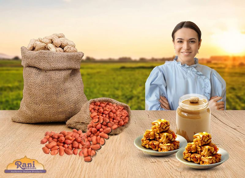 Rani Peanuts, Raw Whole With Skin (uncooked, unsalted) 40lbs (640oz) 18.14kg Bulk Box ~ All Natural | Vegan | Gluten Friendly | Fresh Product of USA