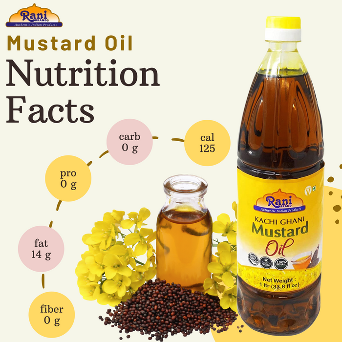 Rani Mustard Oil (Kachi Ghani) 16.9 Ounce (500ml) NON-GMO| Kosher | Gluten Free | Vegan | 100% Natural
