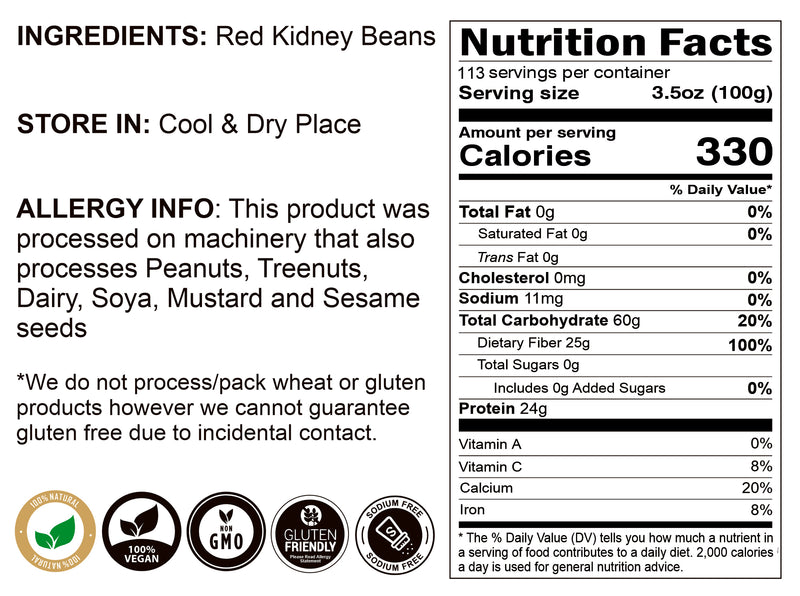 Rani Red Kidney Beans, Light 400oz (25lbs) 11.36kg Bulk Box ~ All Natural | Vegan | Gluten Friendly | NON-GMO | Raj Mah